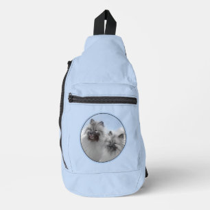 Keeshond Schilderij 2 Keeshonden Originele Honden Sling Bag