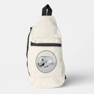 Keeshond Schilderij Slapende Puppy Originele Honde Sling Bag
