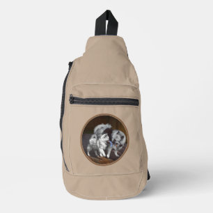 Keeshond Schilderij Speeltijd Mooie Originele Hond Sling Bag