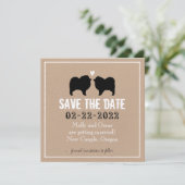 Keeshond Silhouetten Huwelijk Opslag de Datum Save The Date (Staand voorkant)