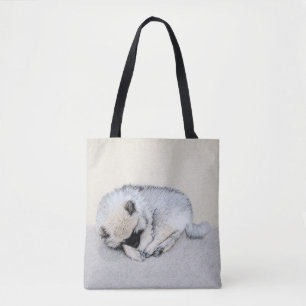 Keeshond Slaande Puppy Schilderij Originele Hond K Draagtas