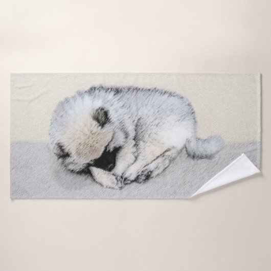 Keeshond Sleeping Puppy Painting Bad Handdoek (Badhanddoek)