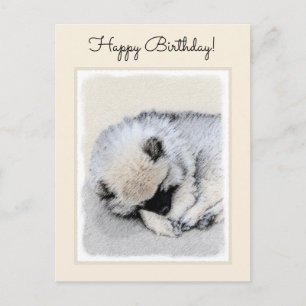 Keeshond Sleeping Puppy Painting Briefkaart