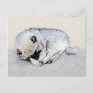Keeshond Sleeping Puppy Painting Briefkaart