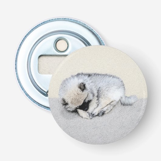 Keeshond Sleeping Puppy Painting Button Flesopener (Voorkant)