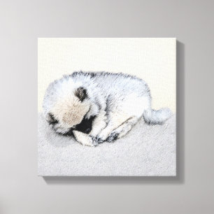 Keeshond Sleeping Puppy Painting Canvas Afdruk