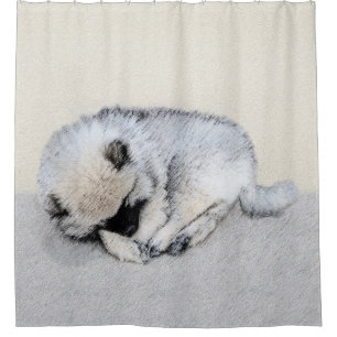Keeshond Sleeping Puppy Painting Douchegordijn