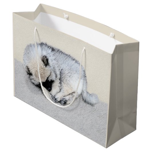 Keeshond Sleeping Puppy Painting Groot Cadeauzakje (Achterkant Gekanteld)