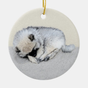 Keeshond Sleeping Puppy Painting Keramisch Ornament