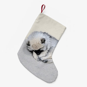 Keeshond Sleeping Puppy Painting Kleine Kerstsok