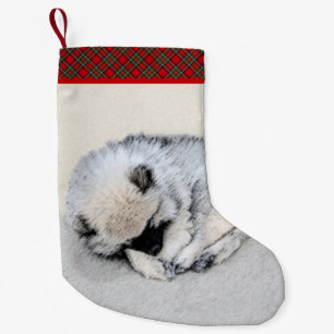 Keeshond Sleeping Puppy Painting Kleine Kerstsok