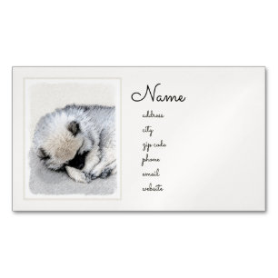 Keeshond Sleeping Puppy Painting Magnetisch Visitekaartje