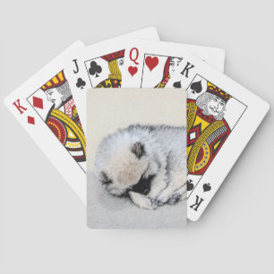 Keeshond Sleeping Puppy Painting Pokerkaarten