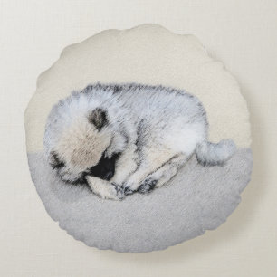 Keeshond Sleeping Puppy Painting Rond Kussen