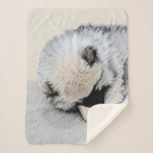 Keeshond Sleeping Puppy Painting Sherpa Deken