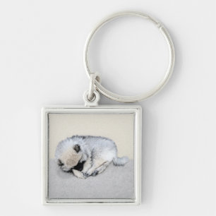 Keeshond Sleeping Puppy Painting Sleutelhanger