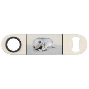 Keeshond Sleeping Puppy Painting Speed Flessenopener