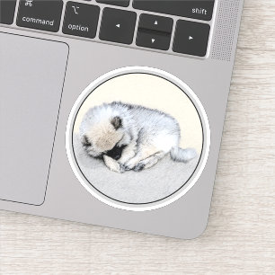Keeshond Sleeping Puppy Painting Sticker