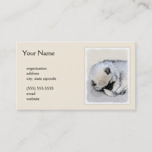 Keeshond Sleeping Puppy Painting Visitekaartje