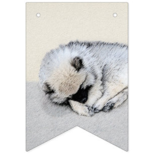 Keeshond Sleeping Puppy Painting Vlaggetjes