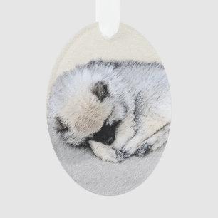 Keeshond Sleeping Puppy Peinture Chien Art origina