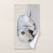 Keeshond Sleeping Puppy Peinture Chien Art origina (Serviette à main)