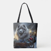 Keeshond Sneeuw Slede Kerst Decoratie Draagtas (Achterkant)