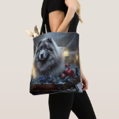 Keeshond Sneeuw Slede Kerst Decoratie Draagtas (Dichtbij)