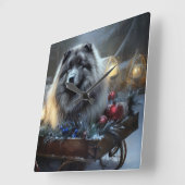 Keeshond Sneeuw Slede Kerst Decoratie Vierkante Klok (Hoek)