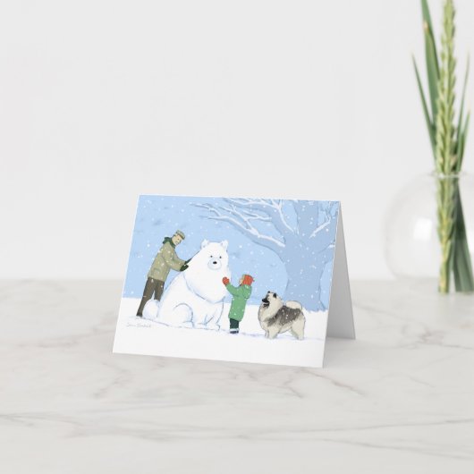 Keeshond Snow Dog Cute Winter Kerstmis Feestdagen Kaart (Voorkant)