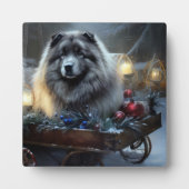 Keeshond Snowy Sleigh Kerst Decor Fotoplaat (Voorkant)