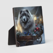 Keeshond Snowy Sleigh Kerst Decor Fotoplaat (Voorkant)