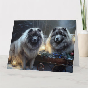 Keeshond Snowy Sleigh Kerst Decor Kaart