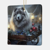 Keeshond Snowy Sleigh Kerst Decor Keramisch Ornament (Links)