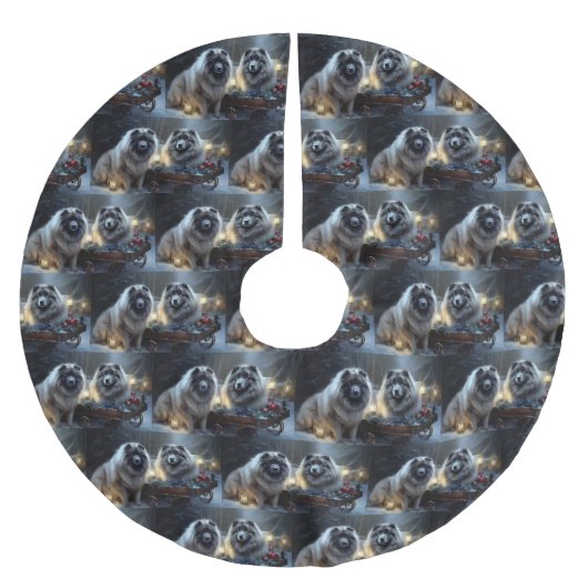 Keeshond Snowy Sleigh Kerst Decor Kerstboom Rok (Voorkant)