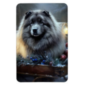 Keeshond Snowy Sleigh Kerst Decor Magneet (Verticaal)
