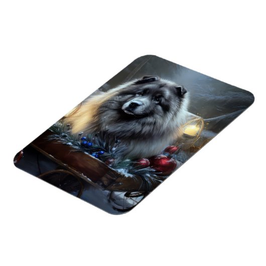 Keeshond Snowy Sleigh Kerst Decor Magneet