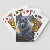 Keeshond Snowy Sleigh Kerst Decor Pokerkaarten (Achterkant)