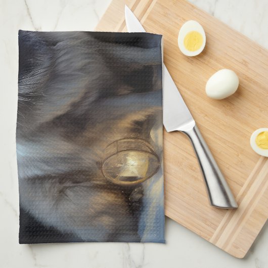 Keeshond Snowy Sleigh Kerst Decor Theedoek (Quarter Fold)