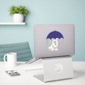 Keeshond Sticker (Laptop op bureau)