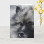 Keeshond toute carte de voeux d'occasion (Fleur jaune)