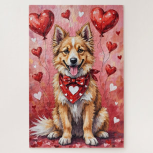 Keeshond Valentijnsdag Hond Zittend met Harten Roo Legpuzzel