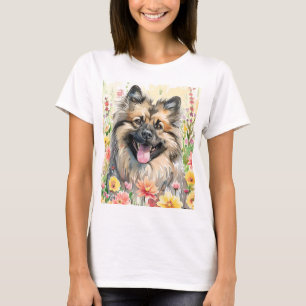 Keeshond Watercolor Dames T-Shirt