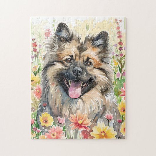 Keeshond Watercolor Puzzle (Vertical)