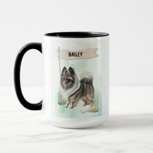 Keeshond-waterverfsaus Persoonlijke Hond Mok