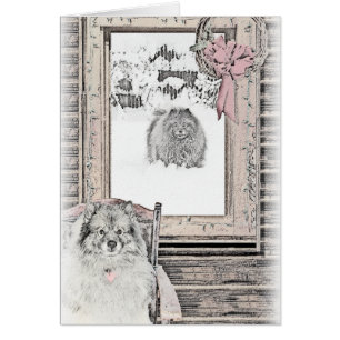 Keeshond Winter Window Paining Art