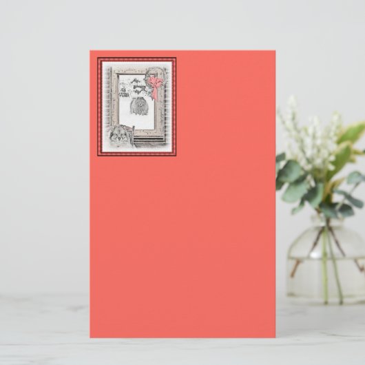 Keeshond Winter Window Paining Art Briefpapier (Staand voorkant)