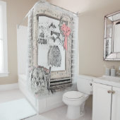 Keeshond Winter Window Paining Art Douchegordijn (In situ)