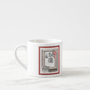 Keeshond Winter Window Paining Art Espresso Kop
