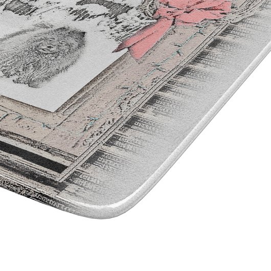 Keeshond Winter Window Paining Art Snijplank (Hoek)